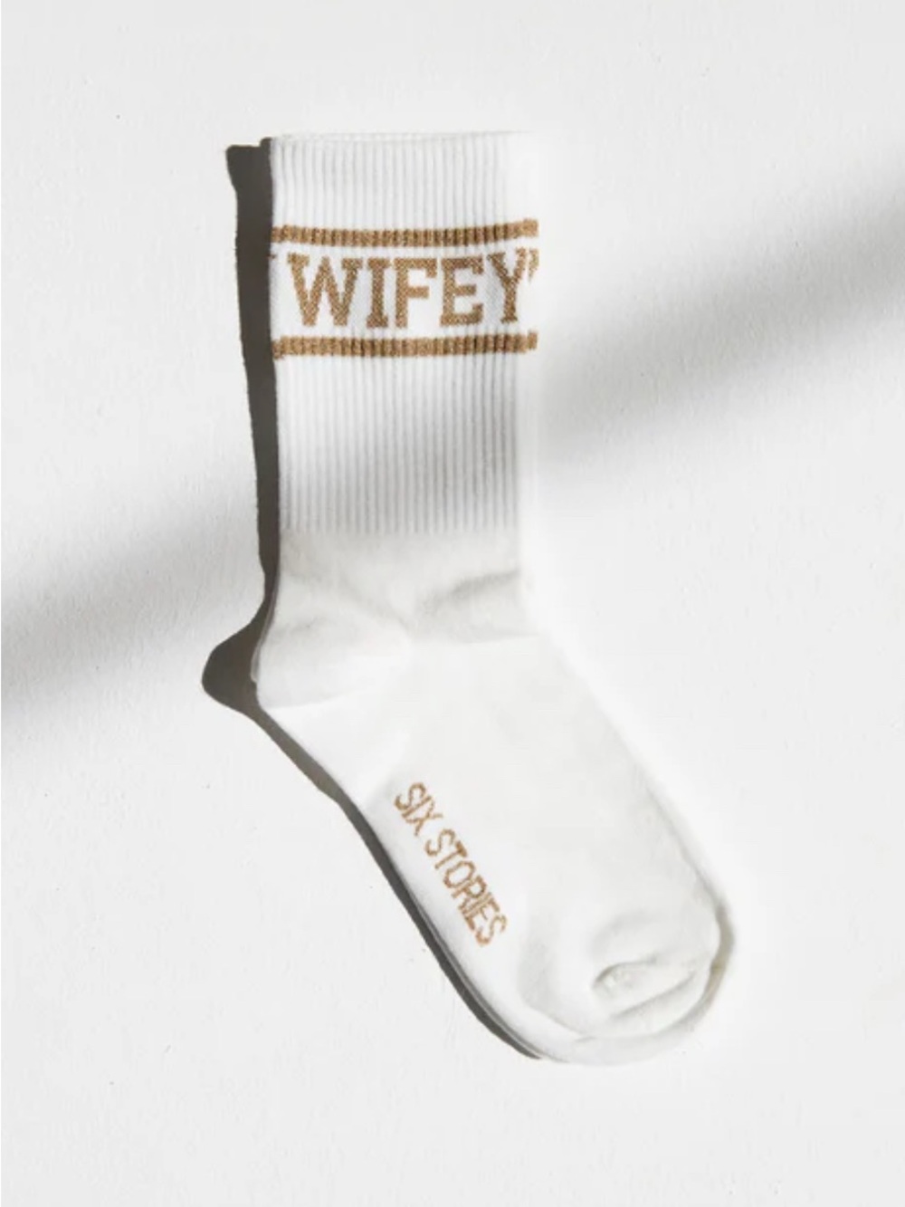 Wifey Crew Socks in White and Gold by Six Stories
